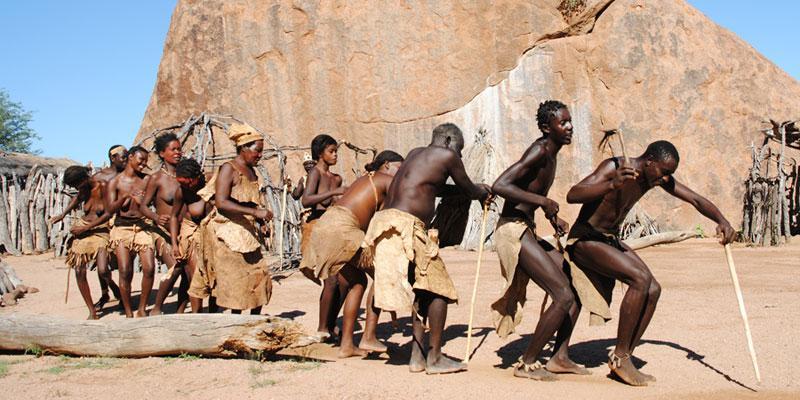 Damara hosts at a living museum site in Damaraland
