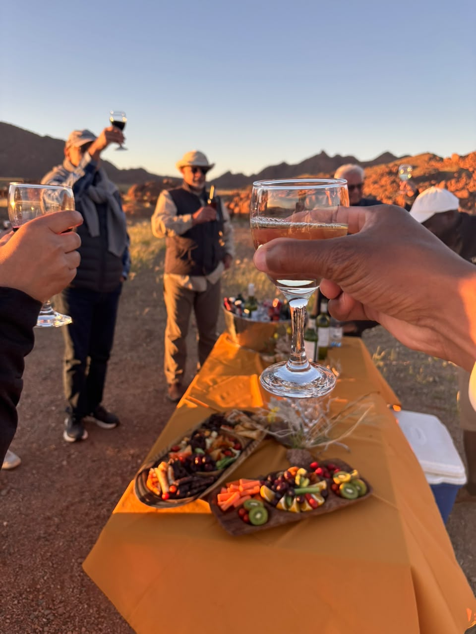 Guests sharing refreshments near Swakopmund