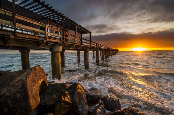 Swakopmund jetty at sunset